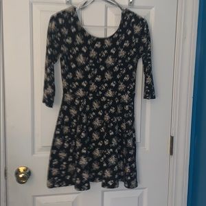 Black floral long sleeve dress